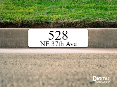 White Custom Curb Number and Text