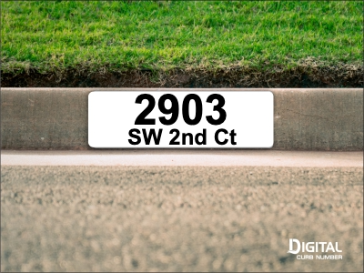 White Custom Curb Number and Text