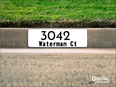 White Custom Curb Number and Text