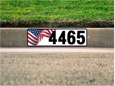 American Flag Curb Number with black border