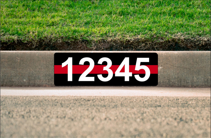 Thin Red Line Flag Curb Number
