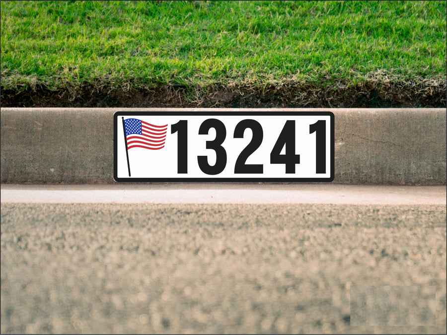 American Flag Curb Number - Digital Curb Number