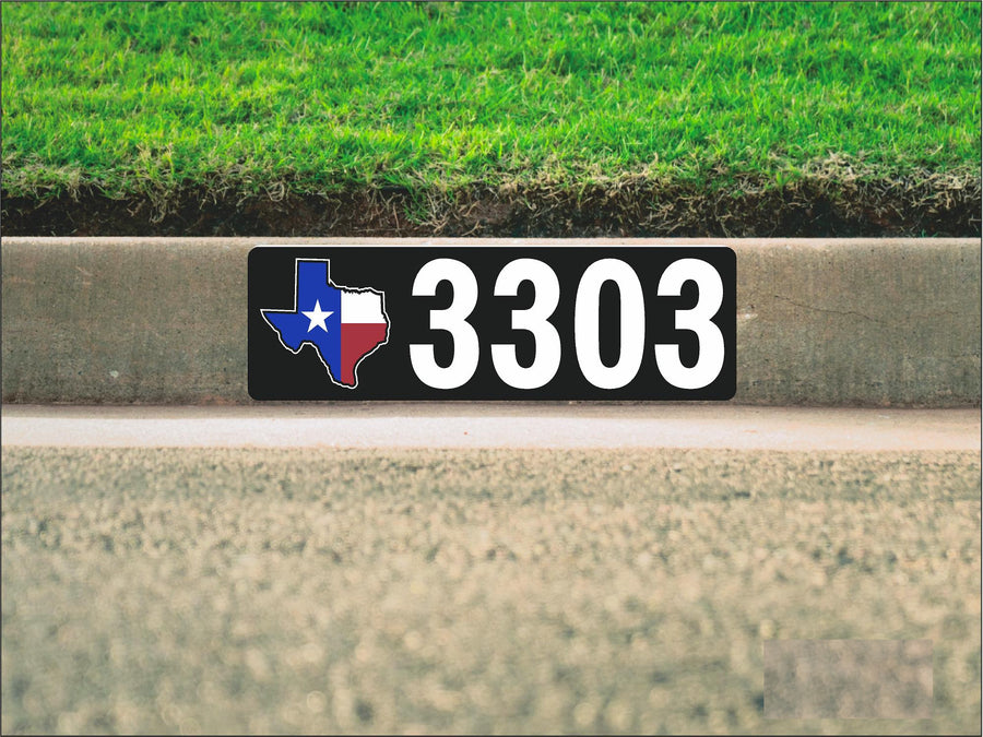 State of Texas Black Lettering on White Background Digital Curb