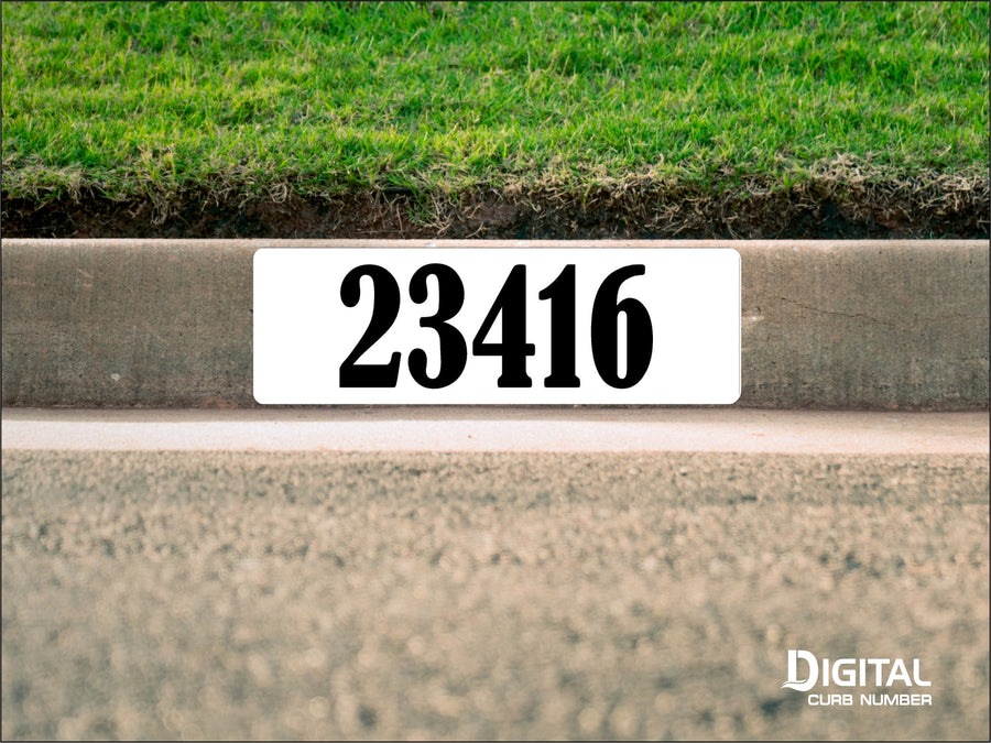 Curb Lettering White Background Black Number - Digital Curb Number