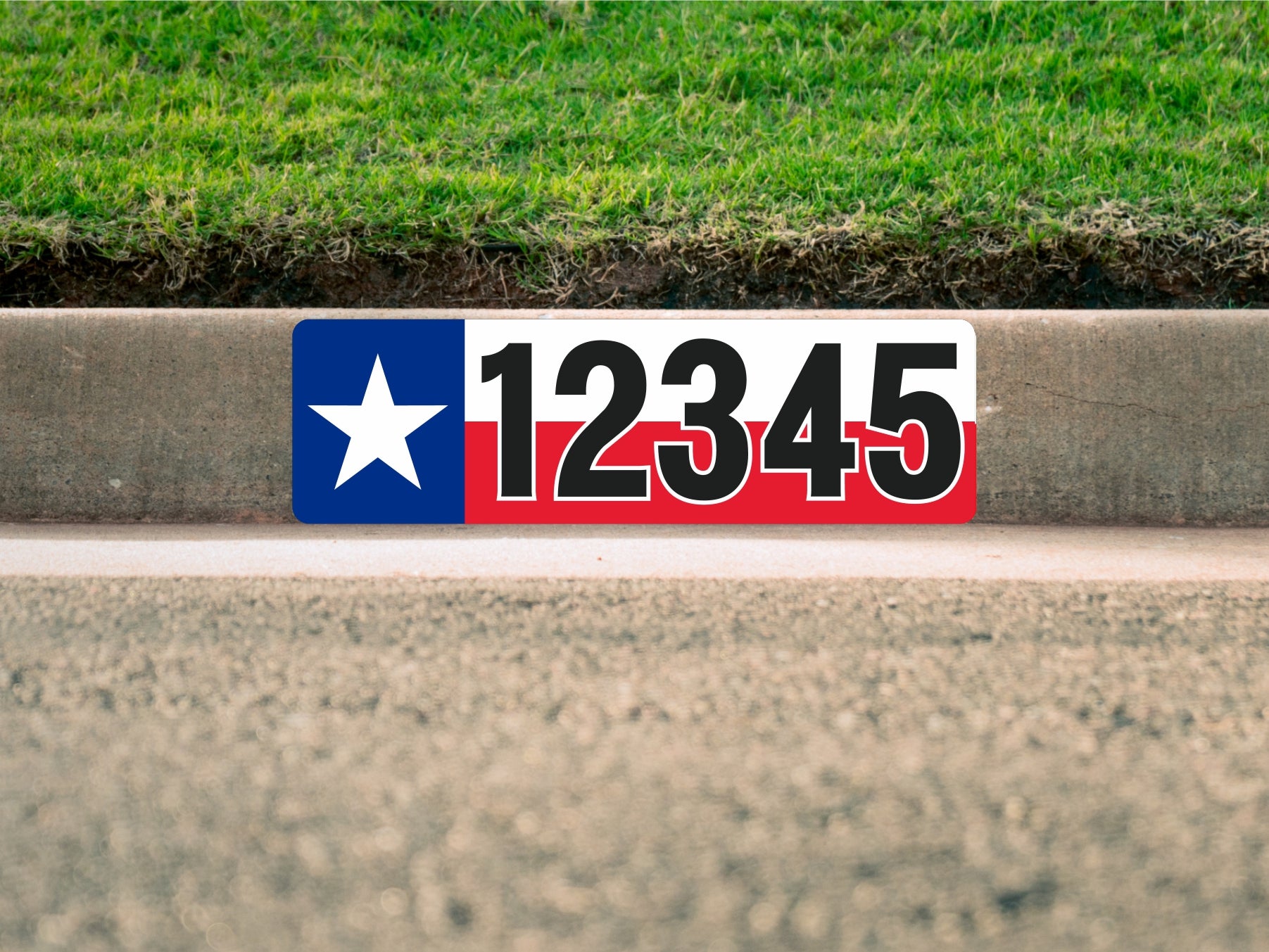 Texas Flag With Black Number - Digital Curb Number
